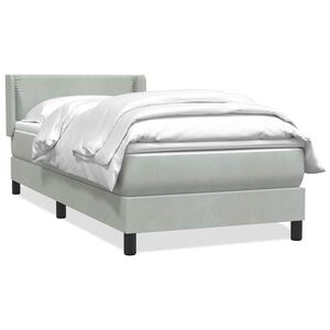 vidaXL Cama box spring con colch&oacute;n terciopelo gris claro 90x220 cm