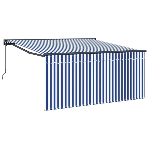 vidaXL Toldo Retr&aacute;ctil Manual Azul y 350 x 250 cm Poli&eacute;ster y Aluminio