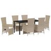vidaXL Conjunto de Comedor de Jard&iacute;n 7 uds. Beige rat&aacute;n sint&eacute;tico