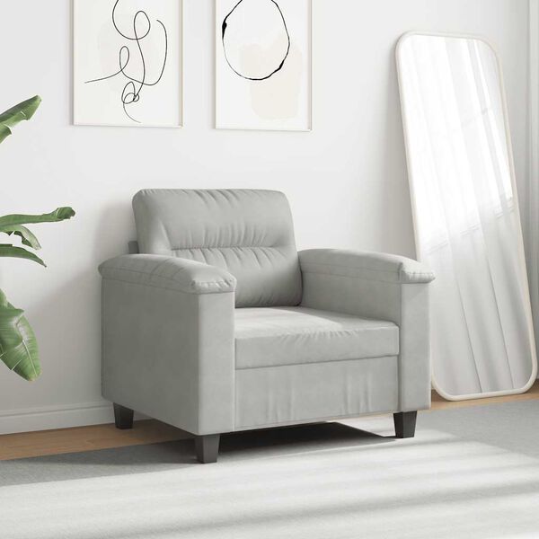 vidaXL Sill&oacute;n de tela microfibra gris claro 60 cm