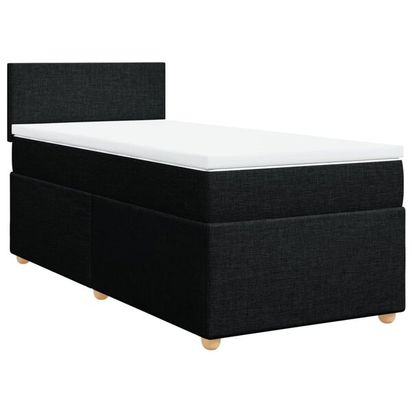 vidaXL Cama box spring individual con colch&oacute;n tela negro