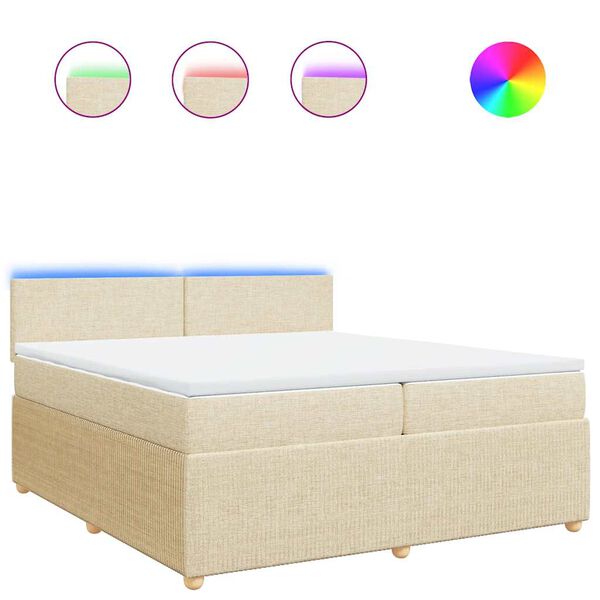 vidaXL Cama box spring con colch&oacute;n tela color crema 200x200 cm