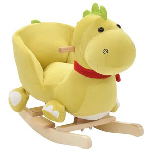 vidaXL Drag&oacute;n balanc&iacute;n de peluche con respaldo verde lima 60x32x53 cm