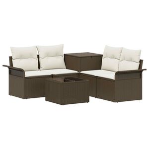 vidaXL Juego de Sof&aacute; 6 uds. 4-N&uacute;mero de plazas Marr&oacute;n y Crema Blanca