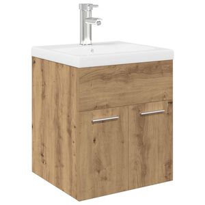 vidaXL Mueble para lavabo con lavabo integrado y grifo roble artesanal