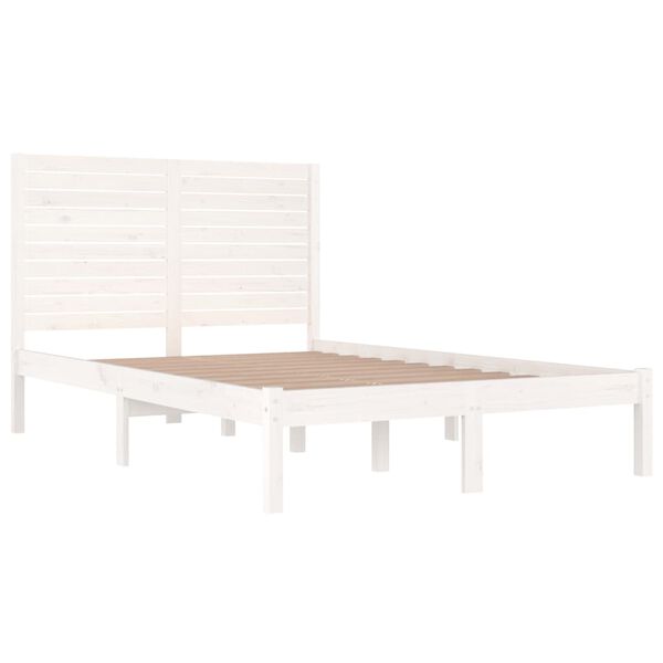 vidaXL Estructura de cama de madera maciza blanca 135x190 cm