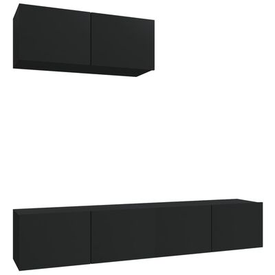 vidaXL Set de muebles para TV 3 piezas madera contrachapada negro