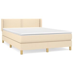 vidaXL Cama box spring con colch&oacute;n tela color crema 140x190 cm