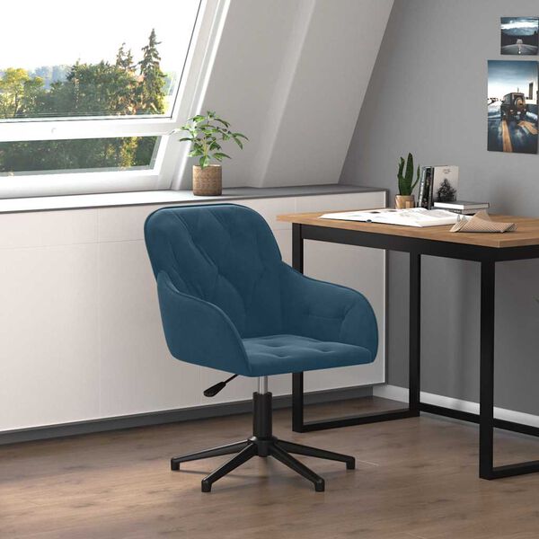 vidaXL Silla de oficina giratoria terciopelo azul