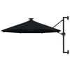 vidaXL Sombrilla de jard&iacute;n de pared con luces LED negro 300 cm