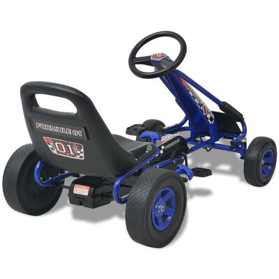 vidaXL Kart con pedales asiento ajustable azul