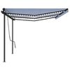 vidaXL Toldo autom&aacute;tico con LED sensor de viento azul y blanco 6x3 m