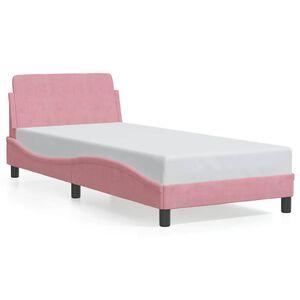 vidaXL Estructura de cama con cabecero Dover terciopelo rosa 90x190 cm