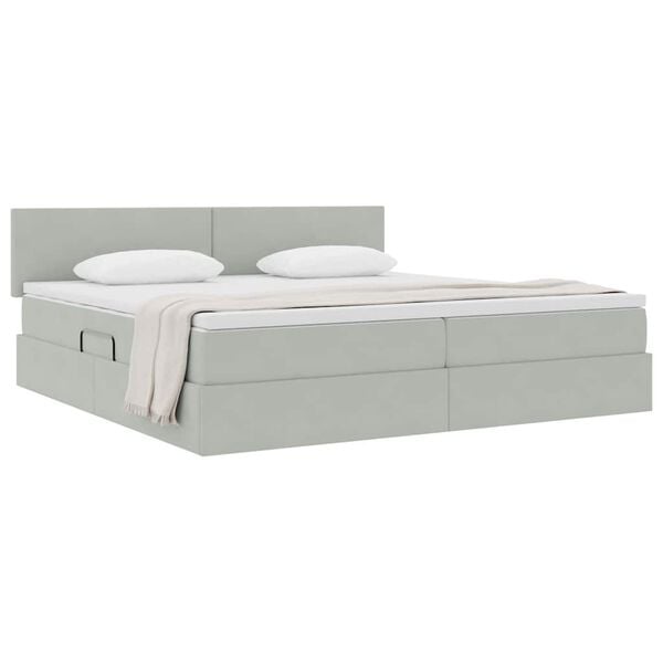 vidaXL Cama con almacenamiento Gris Claro 200 x 200 cm Terciopelo