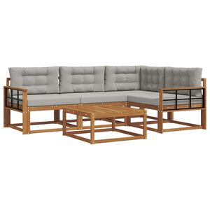 vidaXL Conjunto de sof&aacute;s de exterior 5 pcs Gris Natural y Claro