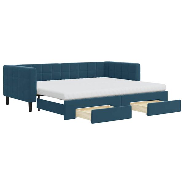 vidaXL Sof&aacute; cama nido con cajones terciopelo azul 90x200 cm