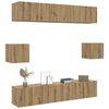 vidaXL Mueble para TV de pared madera contrachapada artesanal 6 piezas