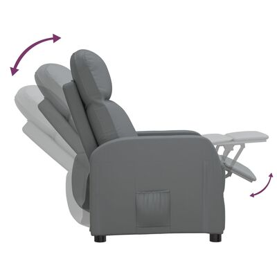 vidaXL Sillón reclinable de cuero sintético gris antracita