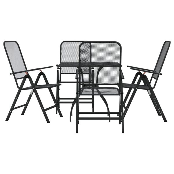 vidaXL Juego de comedor de jardín 5 pzas malla metálica gris antracita