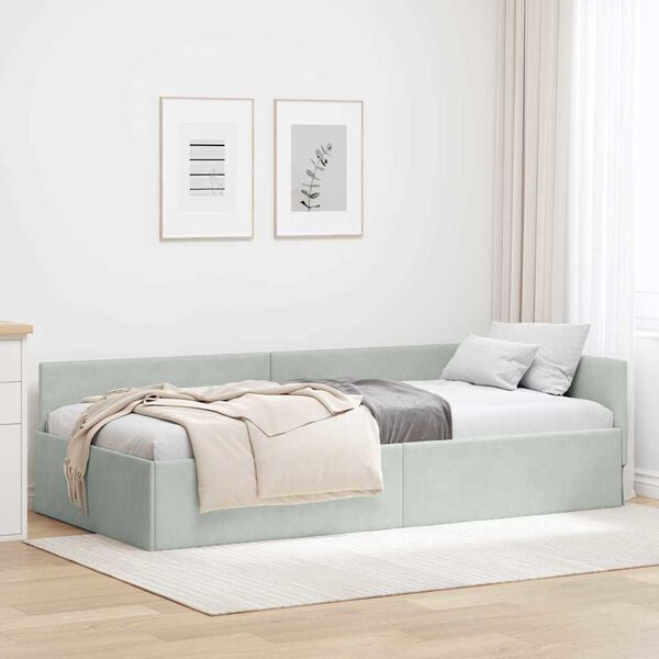 vidaXL Estructura de cama en esquina Gris Claro 80 cm x 200 cm