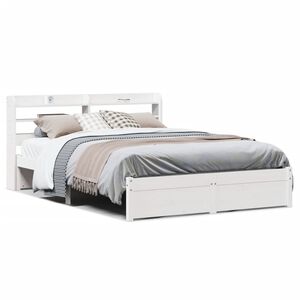vidaXL Estructura de cama con cabecero sin colch&oacute;n blanco 140x200 cm