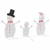 vidaXL Familia de Muñecos de Nieve Iluminados 3 pcs Cálido Poliéster