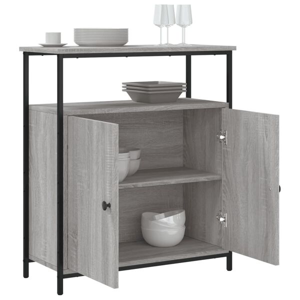 vidaXL Aparador de madera de ingenier&iacute;a gris Sonoma 70x30x80 cm