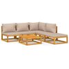 vidaXL Set muebles de jard&iacute;n 6 pzas madera maciza y cojines gris taup&eacute;