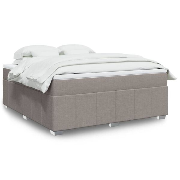 vidaXL Cama box spring con colch&oacute;n tela gris taupe 180x200 cm