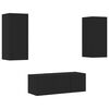 vidaXL Muebles de TV de pared con LED 4 pzas madera ingenier&iacute;a negro