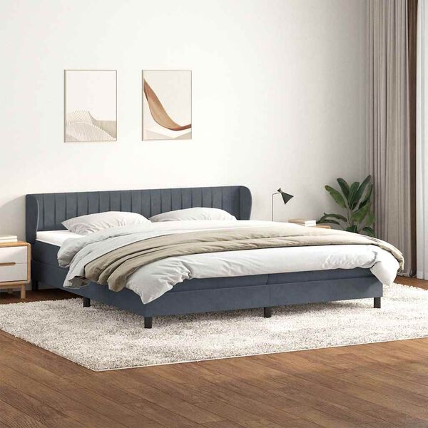 vidaXL Cama box spring con colchones terciopelo gris oscuro 180x210 cm