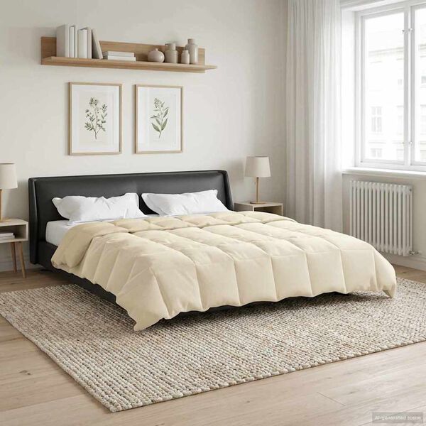 vidaXL Edred&oacute;n de Invierno Acolchado Crema 200 x 240 cm Microfibra