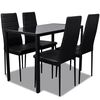 vidaXL Juego de comedor 5 piezas cuero artificial negro