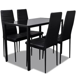 vidaXL Juego de comedor 5 piezas cuero artificial negro