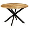 vidaXL Mesa de comedor madera maciza de mango rugosa y acero 120x77 cm
