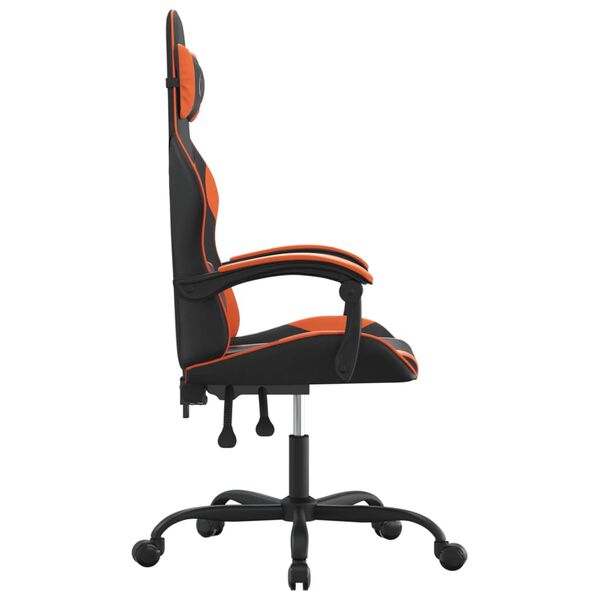vidaXL Silla gaming giratoria cuero sintético negro y naranja