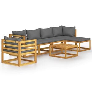 vidaXL Muebles de jard&iacute;n 7 pzas cojines madera maciza de acacia