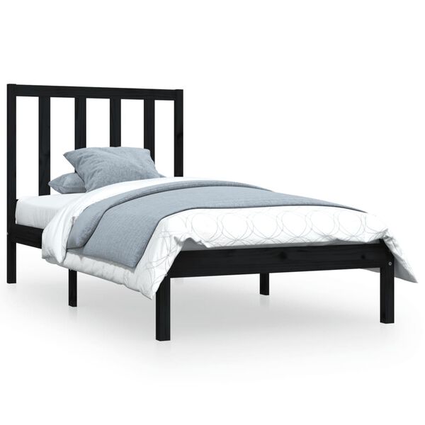 vidaXL Estructura de cama sin colchón madera de pino negro 100x200 cm