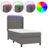 vidaXL Cama box spring colch&oacute;n y LED cuero sint&eacute;tico gris 100x200 cm