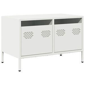 vidaXL Mueble para TV acero laminado en fr&iacute;o blanco 68x39x43,5 cm
