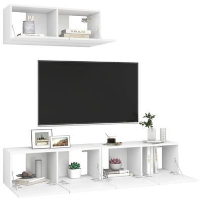 vidaXL Mueble de TV 3 piezas de madera de ingeniería blanco