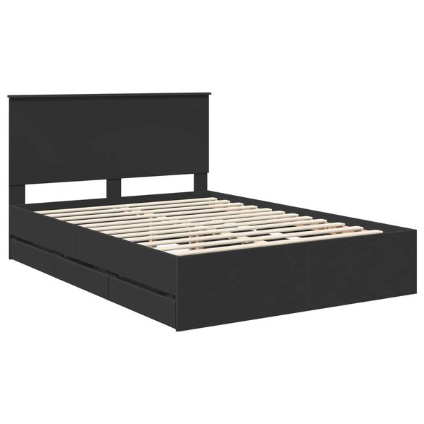 vidaXL Estructura de cama Negro 140 x 200 cm Madera Ingenieril