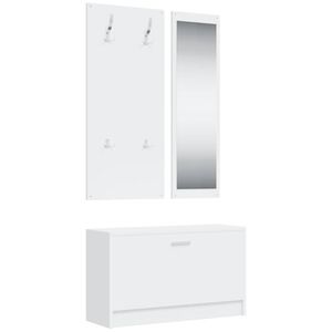 vidaXL Conjunto de zapatero 3 en 1 madera contrachapada blanco