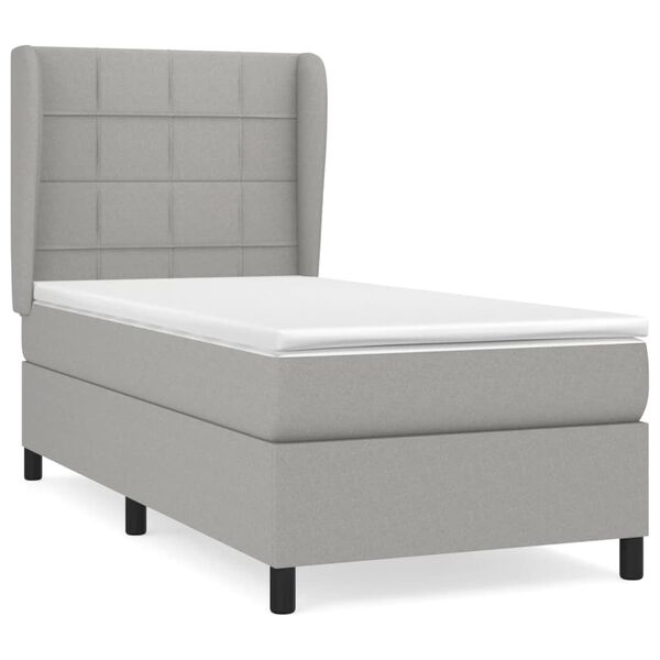vidaXL Cama box spring con colch&oacute;n tela gris claro 80x200 cm