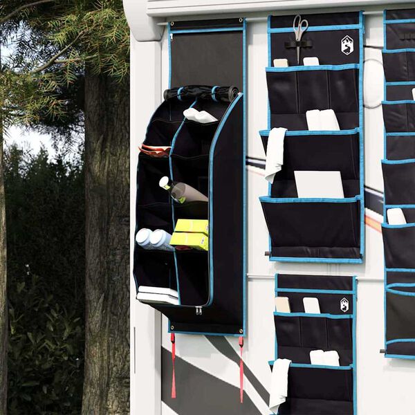 vidaXL Bolsa de almacenamiento Negro y azul 140 x 40 cm oxford