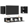 vidaXL Conjunto de mueble de TV 4 pcs Roble Negro Madera de ingeniería