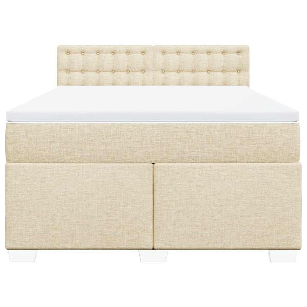 vidaXL Cama box spring con colch&oacute;n tela color crema 140x190 cm