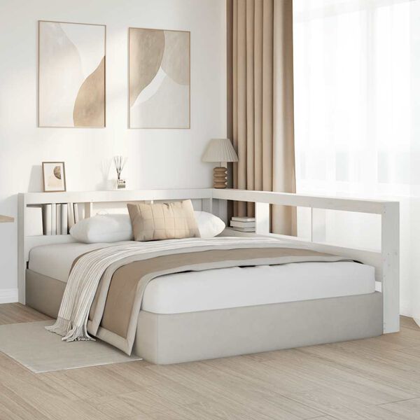 vidaXL Cabecero librer&iacute;a en forma L madera maciza pino blanco 40 cm