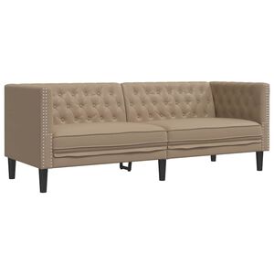 vidaXL Sof&aacute; Chesterfield de 3 plazas cuero artificial marr&oacute;n capuchino