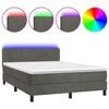 vidaXL Cama box spring colch&oacute;n y LED terciopelo gris oscuro 140x190 cm